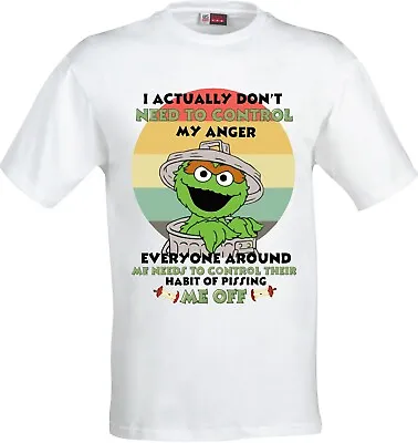 Buy I Dont Need To Control My Anger Cookie Monster Full Color Adult White T Shirt • 9.99£