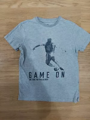 Buy M&S Boys  T-Shirt  Cotton Blend Grey Game On Print Age 9-10 Years Height 140 Cm • 3.50£