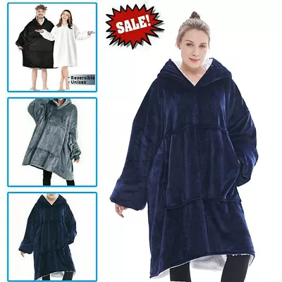 Buy Hoodie Blanket Oversized Plush Big Hooded Sweatshirt Teens/Adults Hooded Warm UK • 8.97£