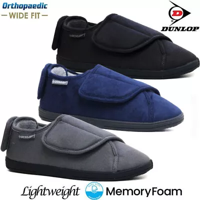 Buy Mens Dunlop Orthopaedic Slippers Memory Foam Diabetic Wide Fit Fur Lined Shoes • 13.95£
