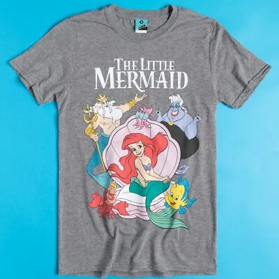 Buy Official Disney The Little Mermaid 90s Grey Marl T-Shirt : S,L • 19.99£
