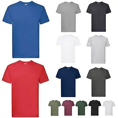 Buy Mens T Shirt Plain 100% Cotton Casual Crew Neck Premium Top Fruit Of The Loom  • 5.95£