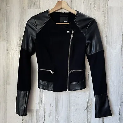 Buy Wilfred Free Aritzia Black Faux Leather Moto Biker Jacket Womens Size XS • 45.47£