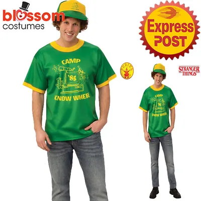 Buy CA1330 Stranger Things 3 Dustin T Shirt Camp Know Where Short Sleeve Top Costume • 12.38£
