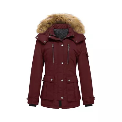 Buy Womens Winter Warm Fluffy Jacket Faux Fur Quitled Padded Puffer Coat Outwear UK • 18.59£