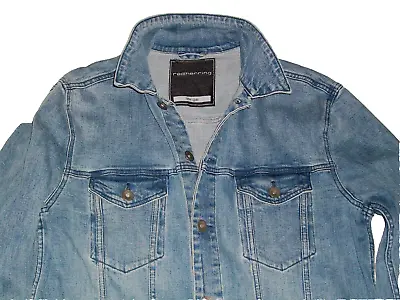 Buy Red Herring  Mens Trucker Style Stretch  Denim Jacket In Light Blue Wash Size L • 21.99£