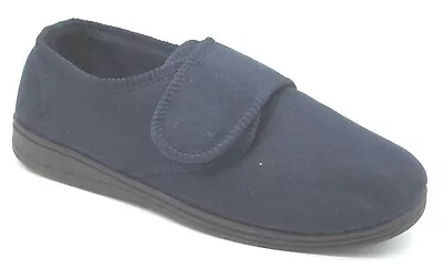 Buy Mens Size 7 9 11 Blue Thick Non Slip Hard Sole Hook Loop Strap Warm Slippers • 9.99£