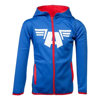 Buy Marvel Comics Captain America Logo Teq Full Length Zipper Hoodie Kid's Unisex • 14.61£
