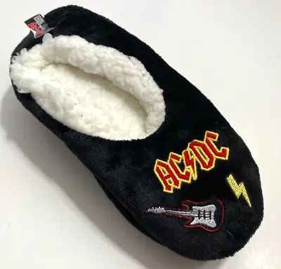 Buy New W/ Tag ACDC Black Fuzzy Babba Slipper Socks Size 7.5-9 Home Shoes • 7.13£