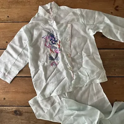 Buy Vintage Child’s Silk Pyjamas Chinese Embroidered Dragon • 28£