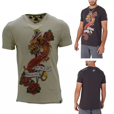 Buy BRAVE SOUL Mens T Shirts Lightweight Printed Tee Crew Neck Cotton Top New S-2XL • 8.99£