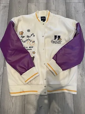 Buy Boohoo Man Varsity Type Trippy Fun Jacket Purple/white Size Medium • 12.99£
