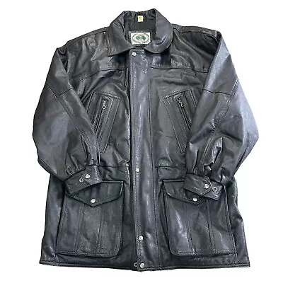 Buy Vintage Leather Field Jacket Coat Full Zip Biker Retro Y2K Black Mens Medium • 41.99£