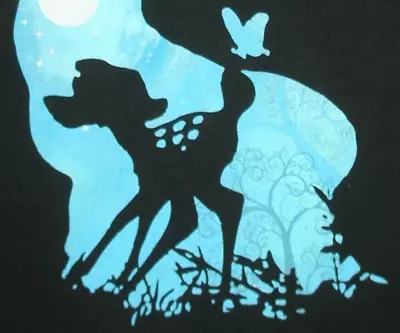 Buy Bambi Disney Silhouette Black Small T Shirt 34 Inch Chest • 7£
