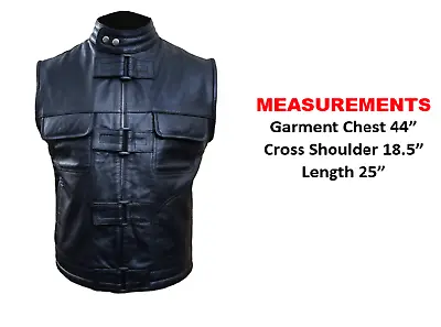 Buy Mens Classic Bikers SOA Vest Real Leather Versatile Waistcoat Garment Chest 44  • 53.99£