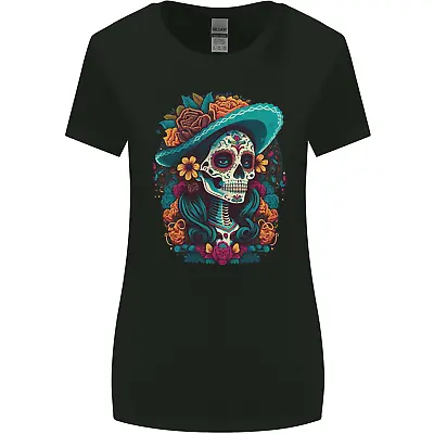 Buy Los Muertos Day Of The Dead Sugar Skull Womens Wider Cut T-Shirt • 9.99£