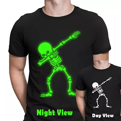 Buy Halloween T-Shirt Glow In The Dark Dabbing Skeleton Skull Mens T Shirts Top #HD • 9.99£