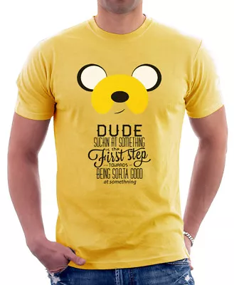 Buy Dude Adventure Time Jake The Dog Finn Yellow Printed T-shirt OZ9827 • 13.95£