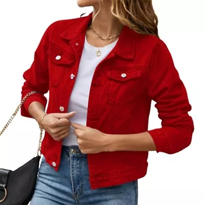 Buy Women S Jean Jackets Long Sleeve Cropped Denims Jackets Coat Jean Trucker • 21£