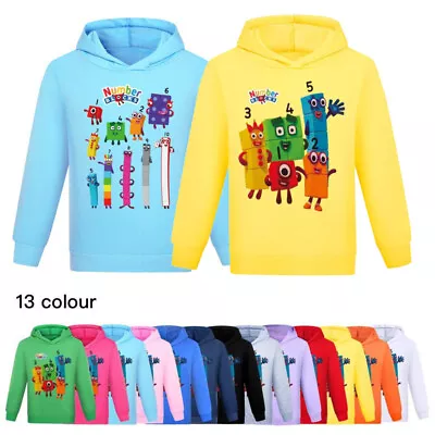 Buy Kids Boys Girls Number Blocks Hoodies Long Sleeve Jumper Sweatshirt Pullover UK • 8.07£