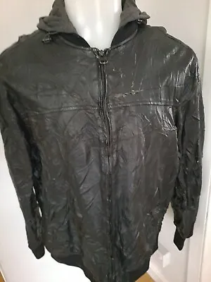 Buy LEVI'S, XXL, 46/48 , Black Faux Leather Fleece Lined Zipper Hooded Jacket  • 16.77£