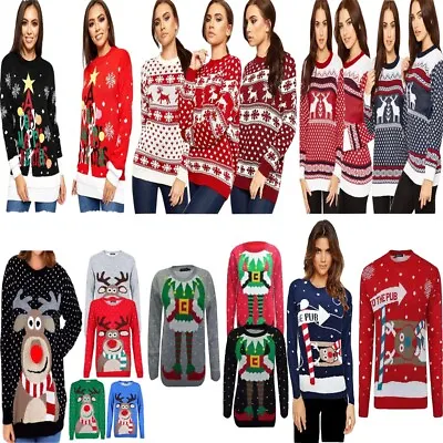 Buy Ladies Mens Jumper Sweater Knitted Merry Christmas Party Top Unisex Xmas Jumper • 14.99£