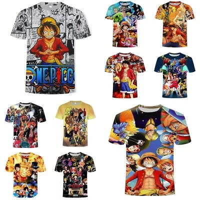 Buy Kids Adults Anime One Piece Monkey D Luffy T-shirt Casual Short Sleeve Tee Tops • 9.48£