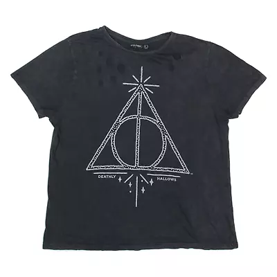 Buy HARRY POTTER Deathly Hallows Womens T-Shirt Black UK 18 • 9.99£