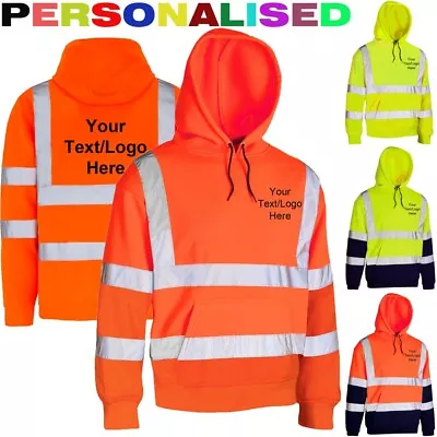 Buy Personalised Hi Vis Safety Work Hoodie Sweatshirt Top Print Your Logo Or Text • 23.95£
