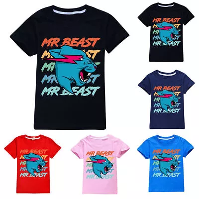 Buy Kids Boys Girls Mr Beast Short Sleeve T Shirt Youtuber Merch Gamer Tops Summer ☆ • 11.15£