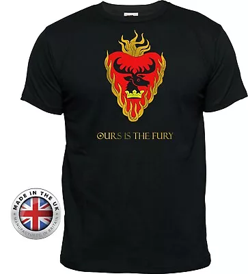 Buy Game Of Thrones STANNIS BARATHEON 'Ours Is The Fury ' Black Printed T Shirt • 14.99£