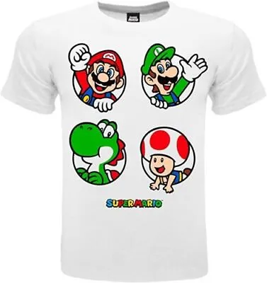 Buy Super Mario T-Shirt White Mario Luigi Yoshi Toad Nintendo • 18.92£