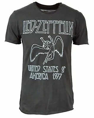 Buy Amplified Led Zeppelin USA 77 Mens Charcoal T Shirt Led Zeppelin Classic Tee • 19.95£