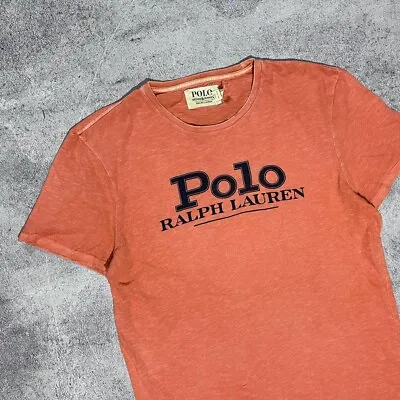 Buy Men's POLO RALPH LAUREN Denim & Supply Big Logo Orange T-Shirt Size L • 60£