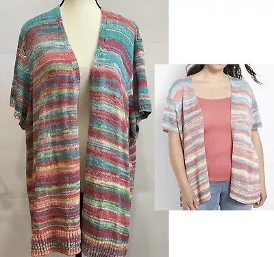 Buy Lane Bryant Cardigan Size 26-28 Sweater Open Front Short Sleeve Pink Ombre NWT • 25.51£