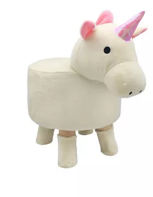 Buy White Unicorn Padded Stool Soft Animal Shape Child Kids Girl Seat Foot Pouffe • 29.99£