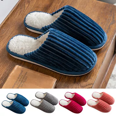 Buy Ladies Slippers Mens Womens Warm Fur Lined Winter Warm Mules Shoes House Size UK • 9.26£