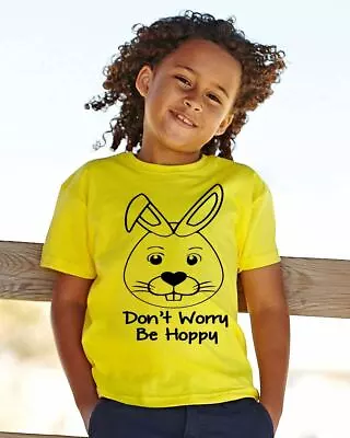 Buy Kids Easter Tshirt Don't Worry Be Hoppy Funny Bunny Happy Boy & Girls Unisex Fit • 6.99£