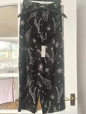 Buy Gorgeous Bnwt M&s Dream Satin Black Giraffe Print Strappy Pyjamas 8 10 18 • 18£