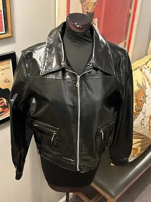 Buy BOMB BOOGIE Soho BLACK Women’s Patent Leather Jacket Sz L Goth Dom Biker Rave • 83.36£