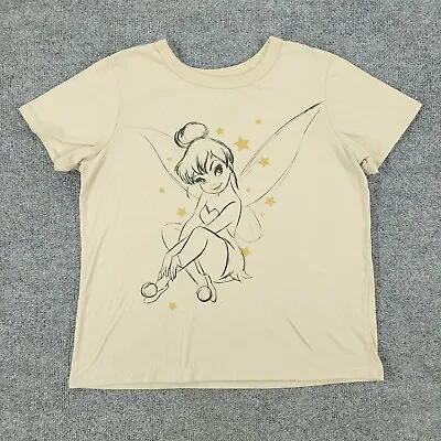 Buy Disney Shirt Women's Medium Brown Tan Tinkerbell Graphic Short Sleeve Peter Pan • 9.44£