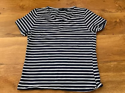 Buy Karen Millen White/Blue Stripe Cotton Top Size 14 • 6£