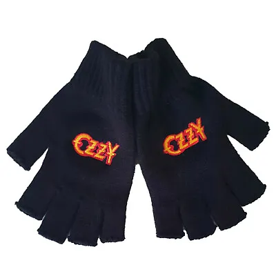 Buy Ozzy Osbourne Embroidered Logo Fingerless Gloves Wool Official Metal Band Merch • 18.96£