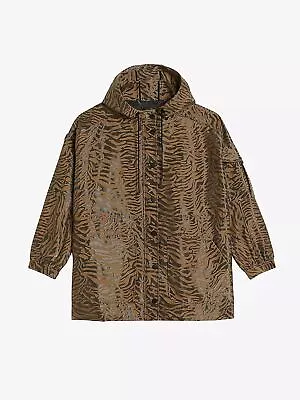 Buy TED BAKER Neina Brown Black Sport Animal Jacquard Hooded Jacket (1) UK8 BNWT • 19.25£