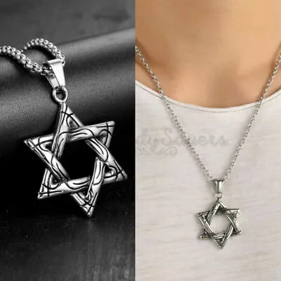 Buy Vintage Six Pointed Star Pendant Long Chain Necklace Hexagram Retro Punk Jewelry • 4.99£