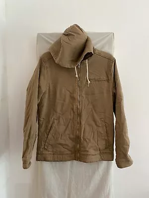 Buy HOLLISTER Beige Fleece Lined Hooded Denim Jacket Size M • 25£