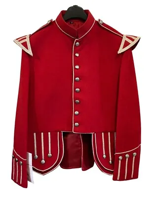 Buy 100% Wool Blend Military Piper Drummer Doublet Highland Jacket Red & Blue • 67.19£