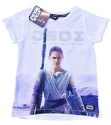 Buy Girls Jedi Glitter Star Wars White Summer Short Sleeved T-shirt’s 5 To 13 Years. • 5.99£