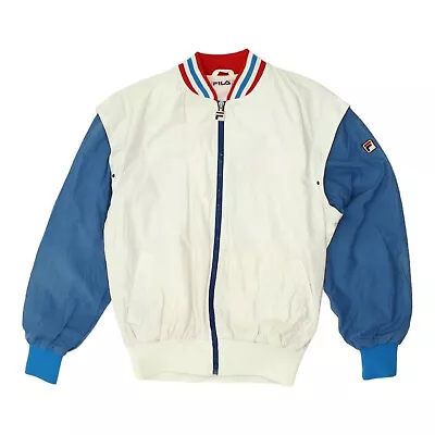 Buy FILA Mens White Blue Bomber Track Jacket | Vintage 90s Tracksuit Top Sportswear • 35£