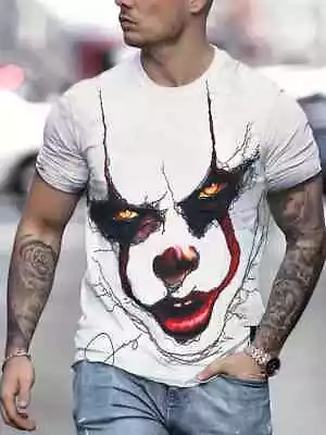 Buy THE JOKER Creepy Horror IT Mens Top T-Shirt White And Red *EXTRA LARGE* • 17.95£